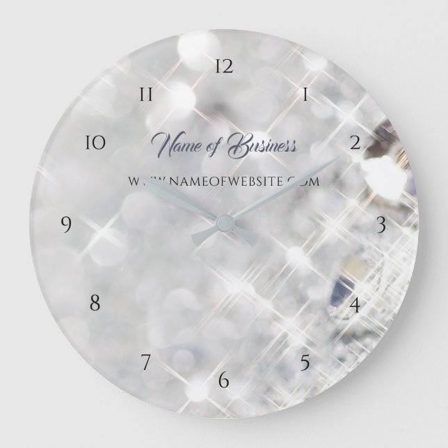 Grande Horloge Ronde Élégant FAUX Diamond Parties scintillant blanche (Recto)