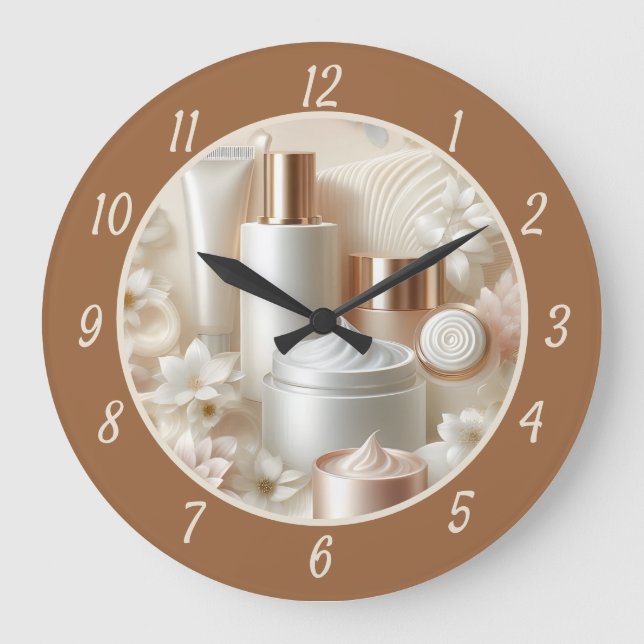 Grande Horloge Ronde Elegant Floral Beauty Cosmetic Salon (Recto)