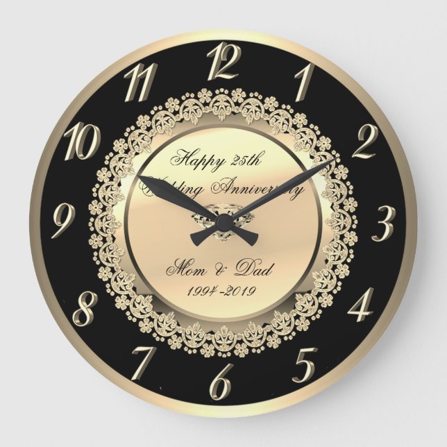 Grande Horloge Ronde Elegant Floral Diamond25th Wedding Anniversary (Recto)