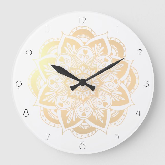 Grande Horloge Ronde Elegant Gold Mandala (Recto)