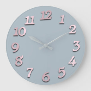 Grande Horloge Ronde Elegant Gray Grey Blue Pastel