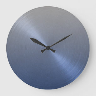 Grande Horloge Ronde Élégant gris à bleu Ombre dégradant