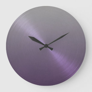 Grande Horloge Ronde Élégant gris à violet Ombre dégradant