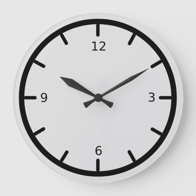 Grande Horloge Ronde Elégant gris argenté et noir (Recto)