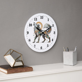 Grande Horloge Ronde Elégant loup art déco