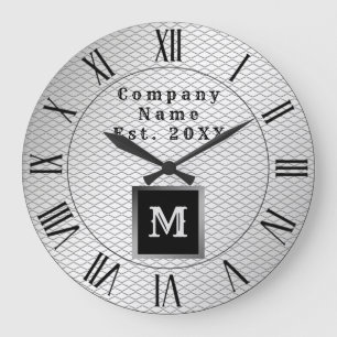 Grande Horloge Ronde Elegant Luxury Silver Metal Monogrammed