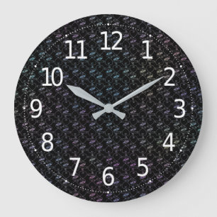 Grande Horloge Ronde Élégant moderne coloré Coeurs et Clés Motif