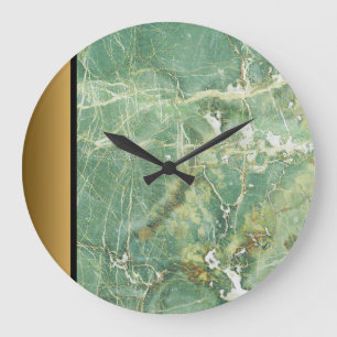 Grande Horloge Ronde Élégant Motif en pierre de marbre vert moderne