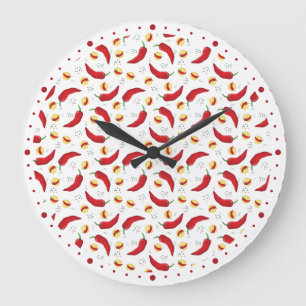 Grande Horloge Ronde Élégant Motif Red Chile