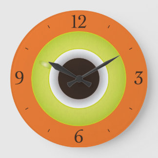 Grande Horloge Ronde Élégant orange de temps de café