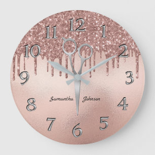 Grande Horloge Ronde Elégant Rose en or coiffeur ciseau