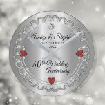 Grande Horloge Ronde Elégant Ruby | Diamants 40e anniversaire de Mariag<br><div class="desc">Une élégance opulente encadre ce design d'anniversaire du 40e mariage dans un design diamant à coquille unique avec diamant en forme de larme central aux accents de rubis en forme de coeur et aux éclats imbriqués sur un dégradé argenté. Veuillez noter que tous les embellissements sont imprimés et ne sont...</div>