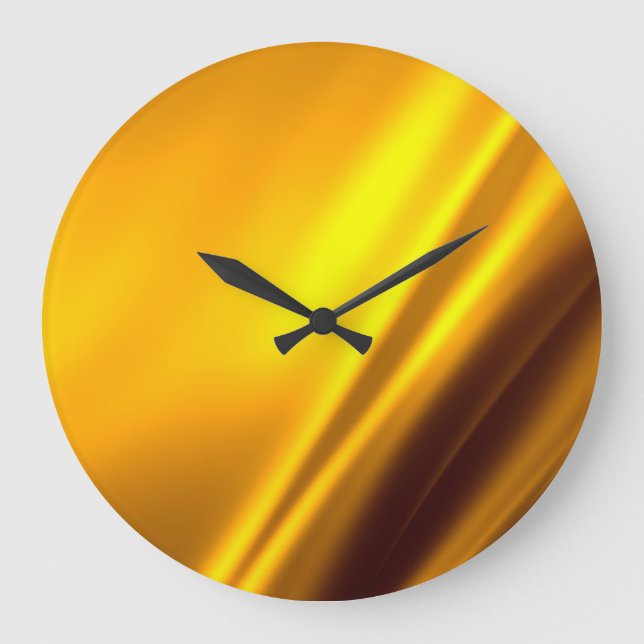Grande Horloge Ronde Elégant Satin Or Faux Texture Look (Recto)