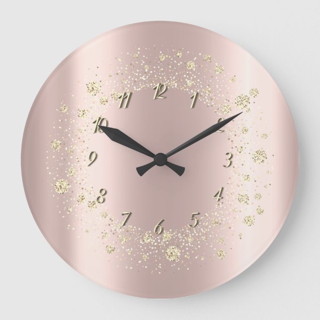 Grande Horloge Ronde Elegant Trendy Confeti Rose (Recto)