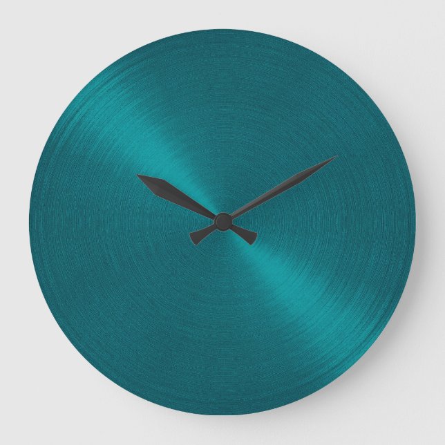 Grande Horloge Ronde Elégant Turquoise bleu métallique Look Sheen (Recto)