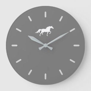 Grande Horloge Ronde Elegant White Horse