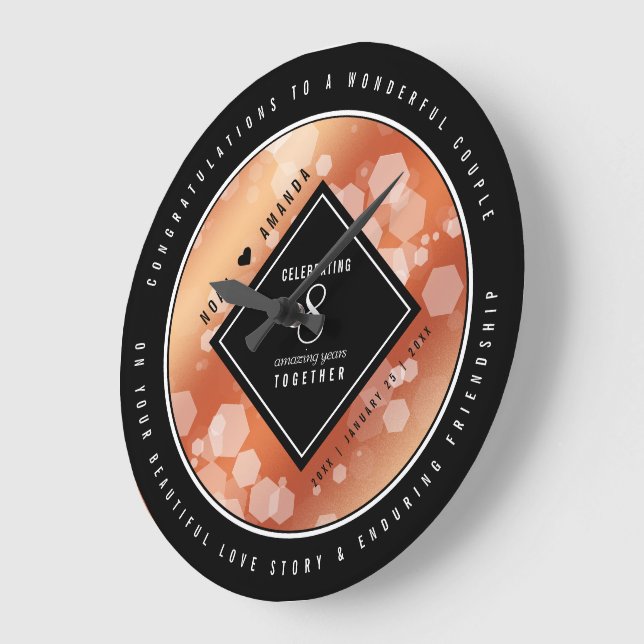 Grande Horloge Ronde Élégante 8ème anniversaire du Mariage de bronze (Angle)