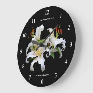 Grande Horloge Ronde Elégante Casablanca White Oriental Lilies