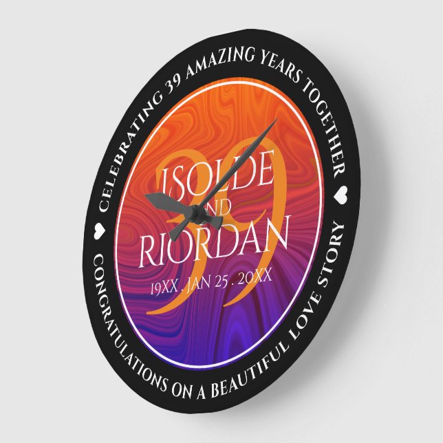 Grande Horloge Ronde Élégante célébration du 39e anniversaire du Mariag (Angle)