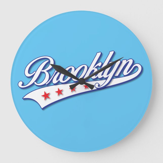 Grande Horloge Ronde Elégante couleur bleue Brooklyn Swoosh Conception  (Recto)