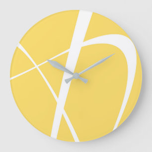 Grande Horloge Ronde Élégante cuisine moderne jaune et blanc