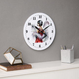 Grande Horloge Ronde Élégante dame Art déco