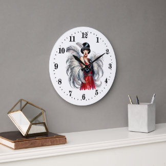 Grande Horloge Ronde Élégante dame Art déco