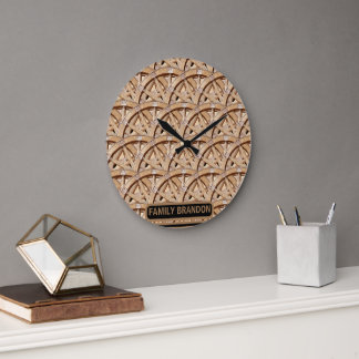 Grande Horloge Ronde Élégante Ferme Rustique Nom de Famille à l'Ancienn