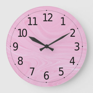 Grande Horloge Ronde Élégante oeuvre en marbre liquide rose Abstrait  L