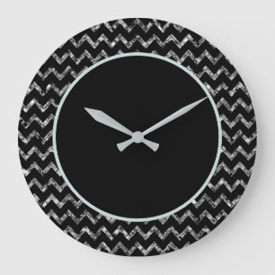 Grande Horloge Ronde Élégante Parties scintillant brillante en argent