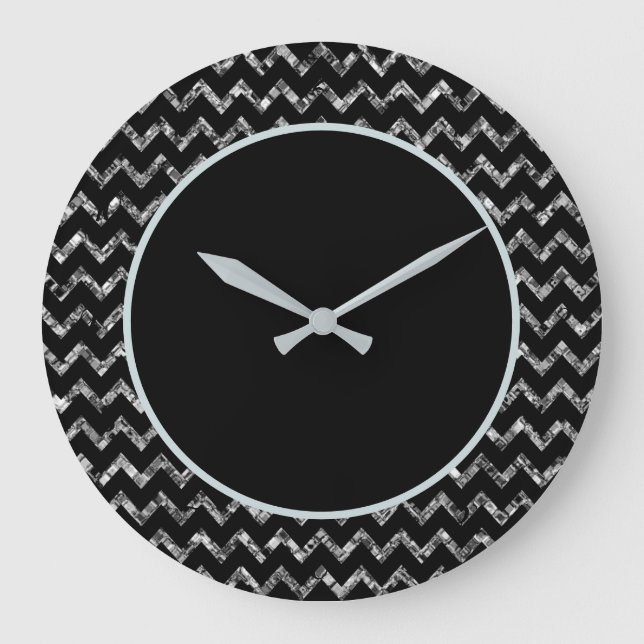 Grande Horloge Ronde Élégante Parties scintillant brillante en argent n (Recto)