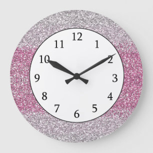 Grande Horloge Ronde Élégante Parties scintillant Pink Ombre