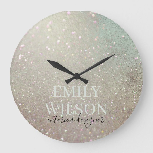 Grande Horloge Ronde Elégante Parties scintillant vert rose Aqua brilla (Recto)