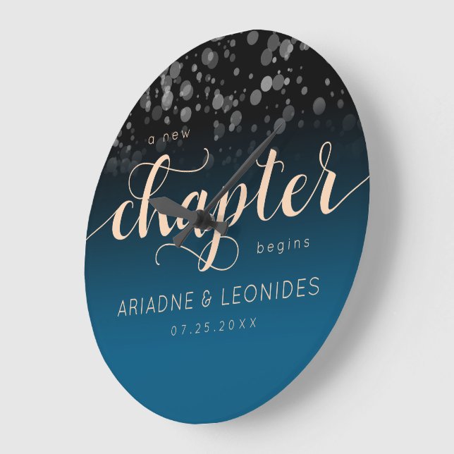 Grande Horloge Ronde Elégante Pêche Océanique Bleu Mariage Un Nouveau C (Angle)