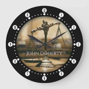 Grande Horloge Ronde Élégantes échelles de justice   Nom des avocats