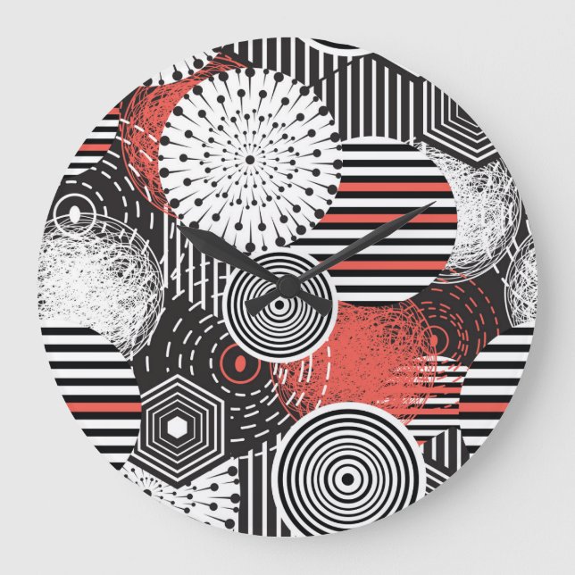 Grande Horloge Ronde Éléments d'illustration Abstraite Vintage graphiqu (Recto)