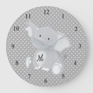 Grande Horloge Ronde Éléphant à monogramme excitant à pois