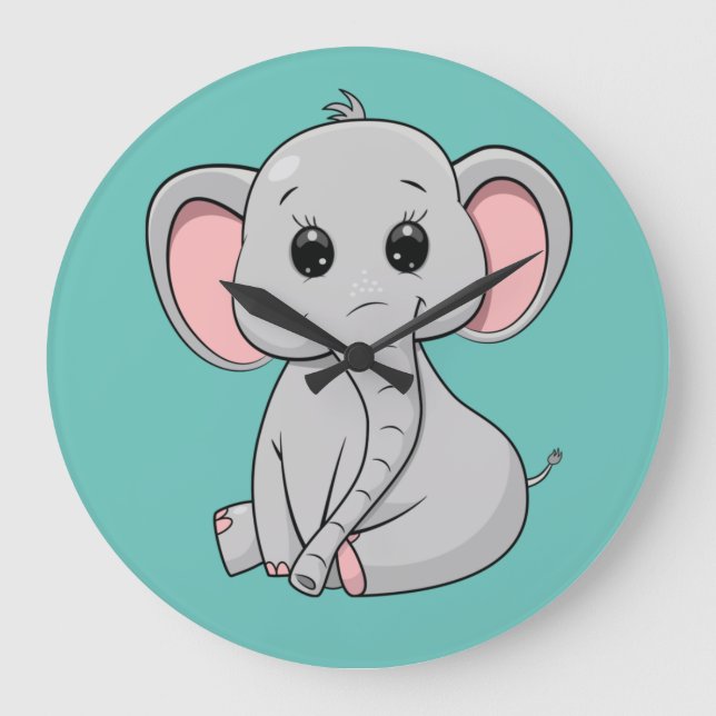 Grande Horloge Ronde Eléphant mignon (Recto)