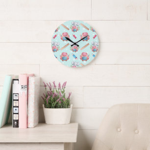 Grande Horloge Ronde Éléphant motif de rentrée scolaire