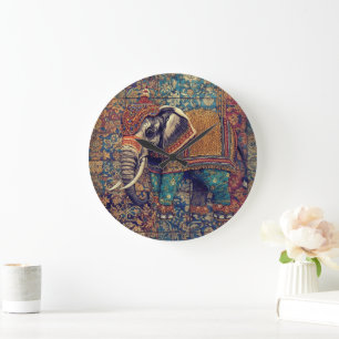 Grande Horloge Ronde Éléphant Vintage, Éléphant Antique, Art d'Éléphant