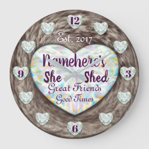 Grande Horloge Ronde Elle Tire Les Diamants Brown L'Horloge Des Fourrur