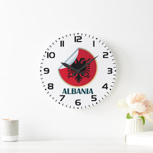 Grande Horloge Ronde Emblème d'aigle à tête double en Albanie