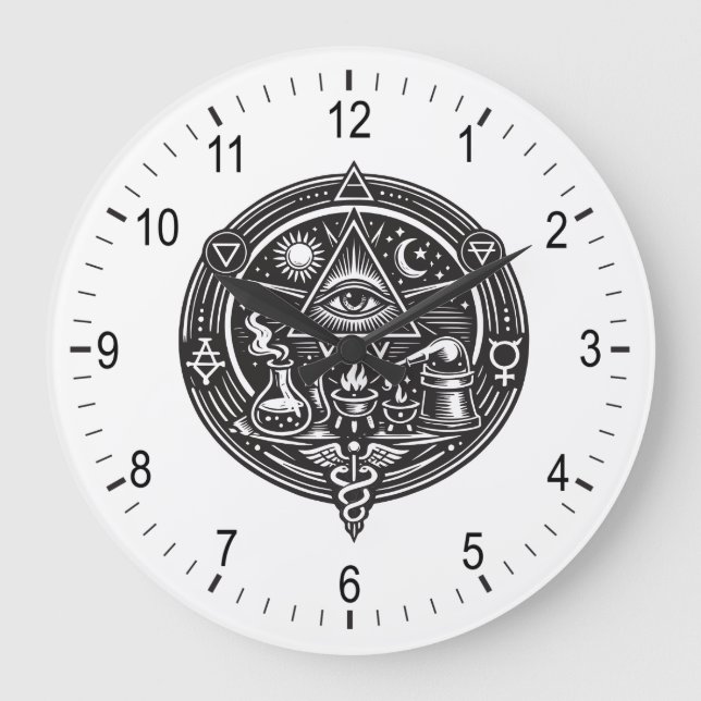 Grande Horloge Ronde Emblème d'alchimie (Recto)