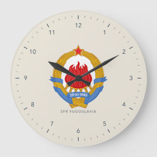 Grande Horloge Ronde Emblème d'État de la RFS Yougoslavie sur un cadran