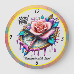 Grande Horloge Ronde "Emblème Rose Blissful Compass"