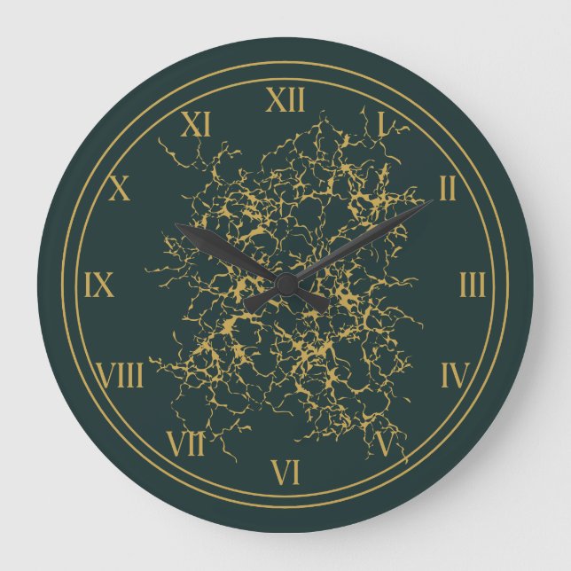Grande Horloge Ronde Emerald Green Gold Modern Abstrait (Recto)