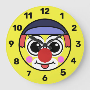 Grande Horloge Ronde Emoji du visage clown