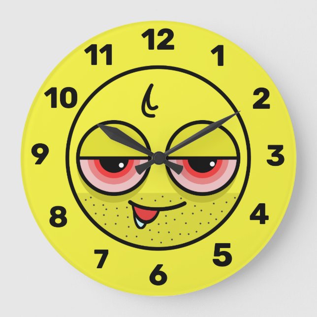Grande Horloge Ronde Emoji du visage de hangover (Recto)
