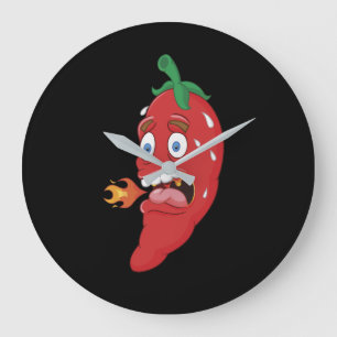 Grande Horloge Ronde Emoji Funny Chilli Pepper Hot Sauce Lover