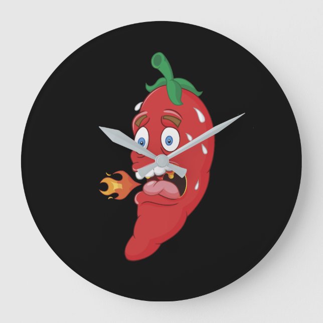 Grande Horloge Ronde Emoji Funny Chilli Pepper Hot Sauce Lover (Recto)